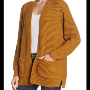 Madewell Nolan Ribbed Open Front Cardigan in Egyptian Gold sz Small